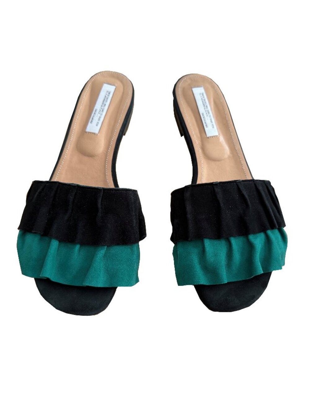 Shoes & More Black and Green Suede Sandals Size US 8.5 EUR 39